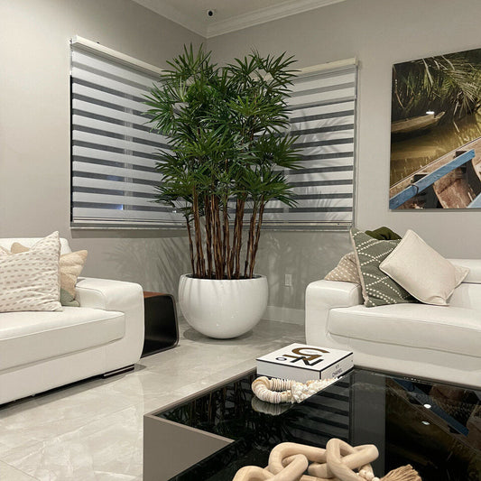 Palmier Artisanal 2,4 m en Jardinière Tarragona Blanc Brillant