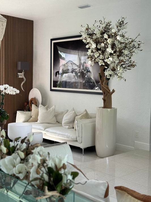 Magnolia Blanc 2,40 m – Jardinière St. Tropez Beige Brillante